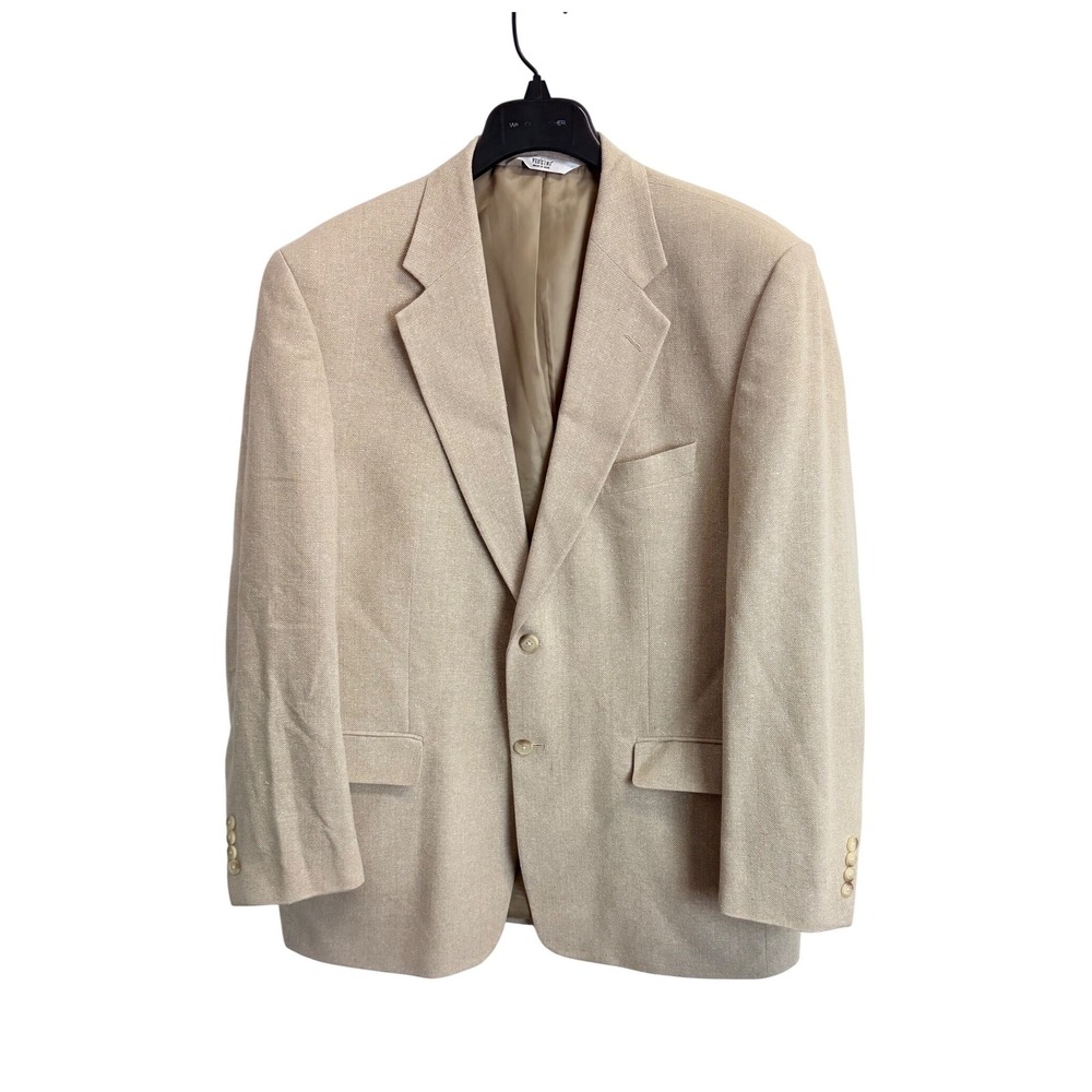 Versini Mens 43 Regular Beige 100%‎ Silk 2-Button Sport Coat Blazer Jacket